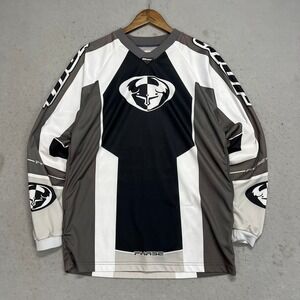 Thor Phase Motocross Jersey Mens Small Black Grey White Long Sleeve‎ Mesh Racing